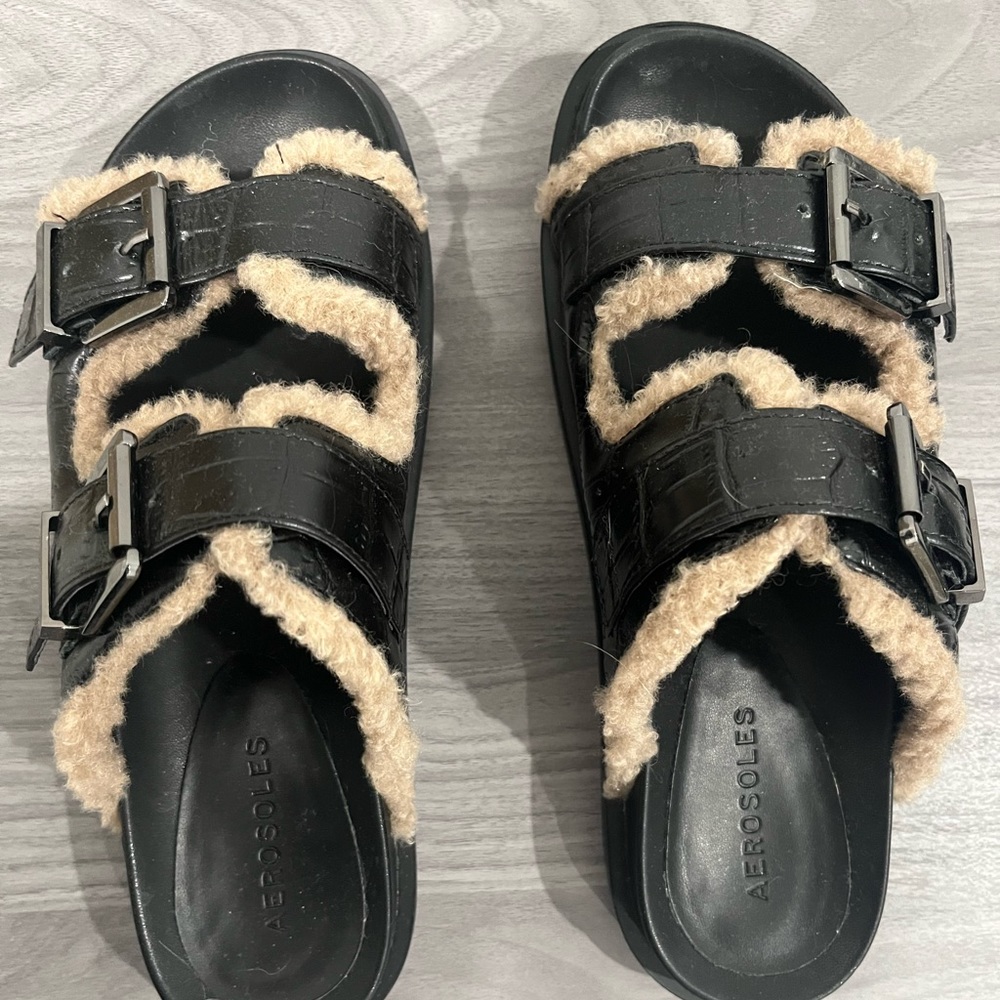 Aerosoles Olivia Women's Sherpa Slide Sandals -New in Box